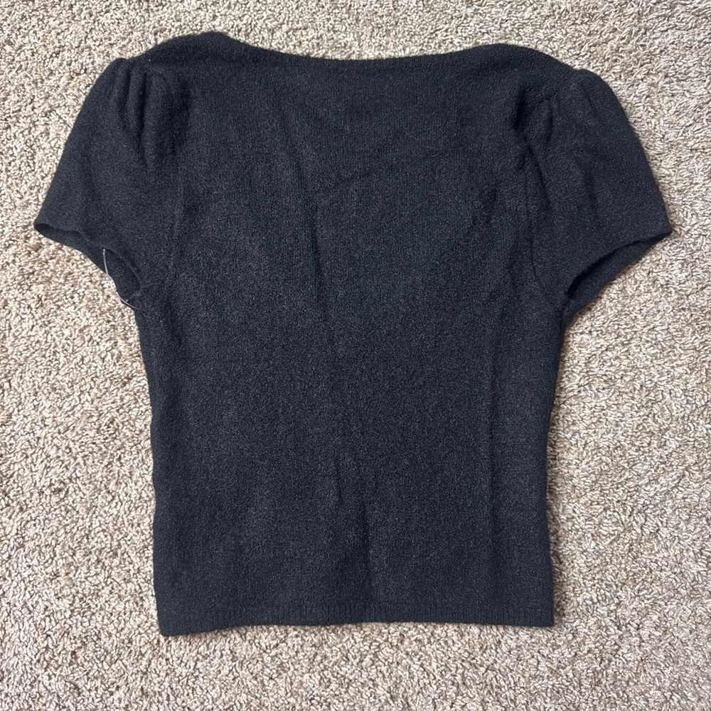 FREE PEOPLE Intimately Black low back Short Sleeve Top NWOT size s